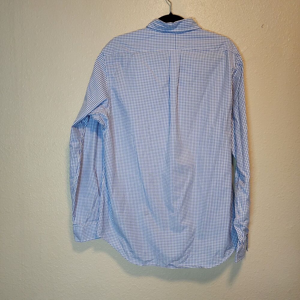Ralph Lauren Mens Large Blue White Gingham Check Long Sleeve Button Down Shirt